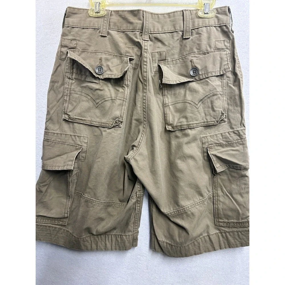 Levi's Men's Beige Cotton Canvas Cargo Shorts Zip Closure Cargo Pockets s 30